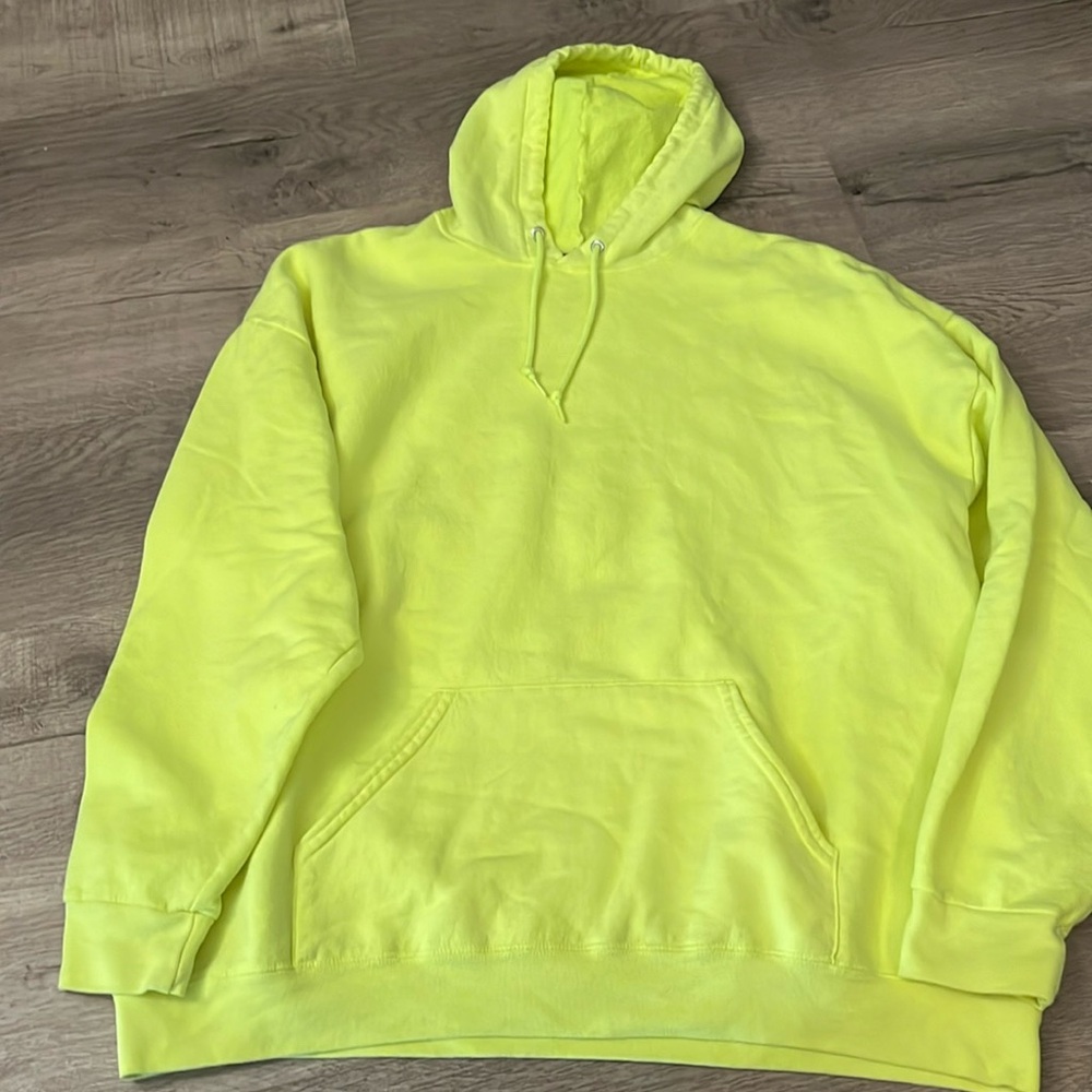 Athletic Works 2XL a soft light neon lime green color GUC hoodie w/kangaroo pkts